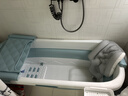 奔麦【送货上门】泡澡桶折叠浴桶洗澡桶成人浴盆婴儿童家用洗澡神器 【实时感温1.5米+加盖+升级坐靠垫】蓝 实拍图