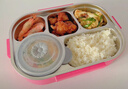 乐扣乐扣316食品级不锈钢保温饭盒便当盒儿童小学生上学学校专用分格餐盘 五格粉色【汤碗+餐具+包】1500ml 实拍图