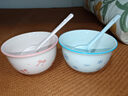 【天天低价】新款釉下彩陶瓷碗餐具套装少女心ins风陶瓷碗勺 【99%人选择】梦幻粉蓝两碗两勺 实拍图