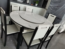 初屋 餐桌 岩板餐桌椅组合现代简约伸缩折叠圆桌家用小户型实木饭桌子 黑白色-雪山白岩板-实木椅子 1.35m  一桌六椅 实拍图