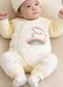 贝瑞加（Babyprints）新生儿连体衣秋冬加厚男女宝宝衣服夹棉保暖婴儿内衣柔软 黄59 实拍图