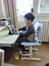 育才儿童学习椅子中小学生写字椅写作业可升降调节家用书桌椅靠背座椅 云感款升降40-52cm+脚踏 蓝色科技皮 实拍图