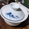 MULTIPOTENT茶具三才盖碗手绘青花山水薄胎瓷泡茶碗伴手礼物 实拍图