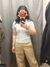 优衣库常规款女装针织廓形长裤/弯刀镰刀裤子483722 482287 482287/32深米色 L 实拍图