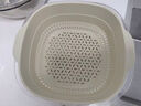 美厨（MAXCOOK）洗菜篮沥水篮 塑料双层洗菜盆盆筛盆子滤水篮 1盆1筛灰白MCPJ7729 实拍图