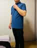 啄木鸟冰丝短袖t恤男爸爸套装2026新款夏季父亲节礼物中老年男士polo衫 雾霾蓝短袖+黑色裤子 XL (建议125-140斤) 实拍图