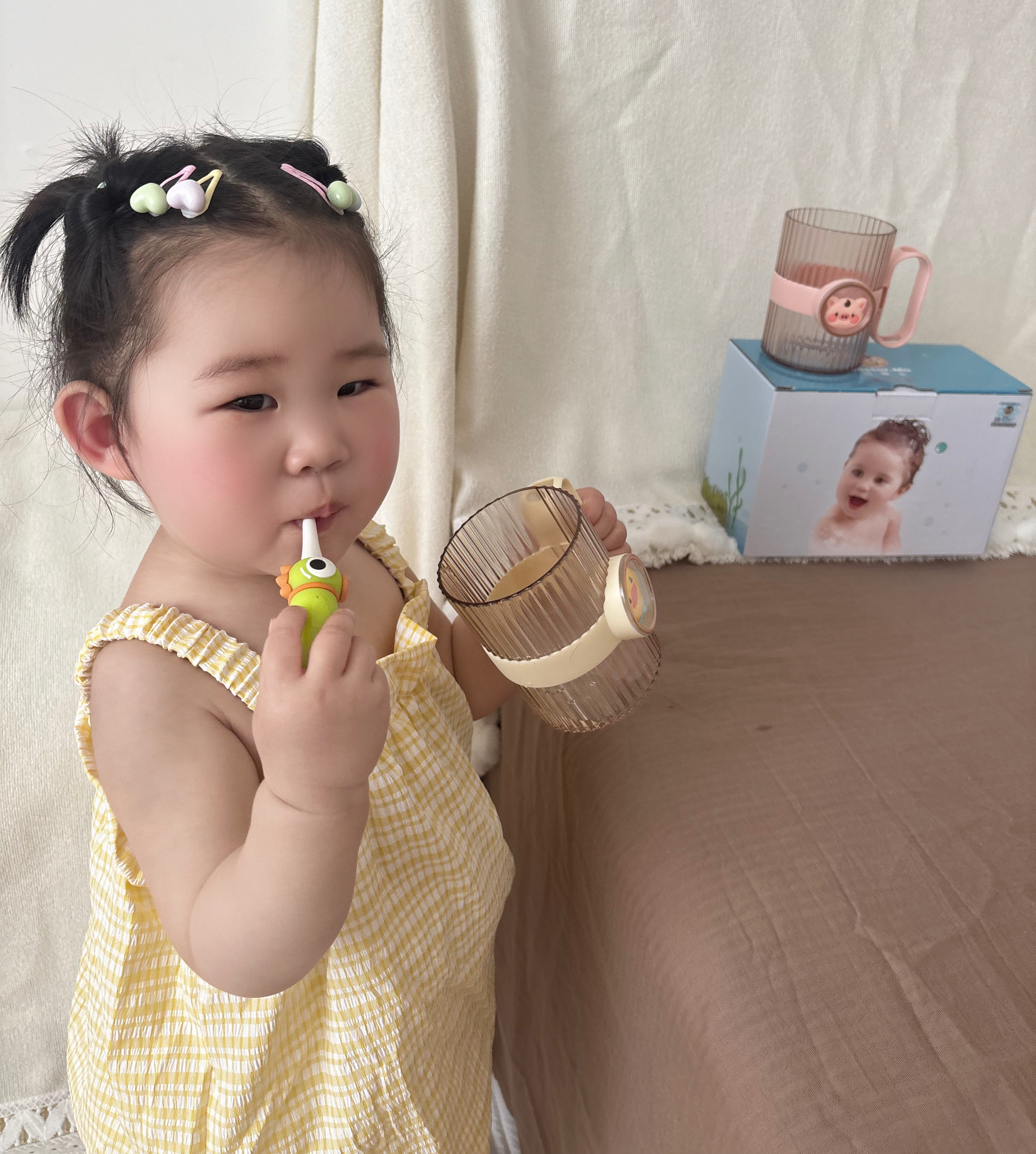 马博士儿童漱口杯刷牙杯婴儿牙刷杯子宝宝洗漱牙刷杯卡通套装2个装 实拍图