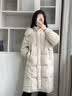 红袖高品质鹅绒羽绒服冬季新款女装切格直身双拉链立领连帽外套 黑050 L 实拍图