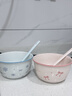 【天天低价】新款釉下彩陶瓷碗餐具套装少女心ins风陶瓷碗勺 【99%人选择】梦幻粉蓝两碗两勺 实拍图