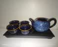 瓷牌茗茶具（cipaiming teaset） 茶具套装小套功夫茶壶便携一壶四杯家用会客泡茶器小茶台 窑变兔毫蓝一壶四杯+磁石干泡盘 实拍图