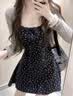 哈鲁迪吊带碎花连衣裙女2026夏季新款法式复古辣妹包臀短裙小个子气质 藏青色 L （100-120斤）【吊带+开衫】 实拍图