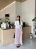 香影薄款雪纺百褶裙裤女2026夏季新款超好看流光纱宽松休闲阔腿裤 紫色 S 155/60A/85-95斤 实拍图