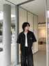 名创优品（MINISO）男士短袖衬衫男夏季三防泡泡纱翻领衬衣薄外套叠穿上衣Z 黑色 XL 实拍图