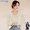 真维斯（Jeanswest）针织衫女2026春夏修身V领长袖打底针织衫内搭上衣女杏色均码 实拍图