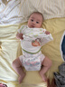 盛哲卡新生儿上衣纯棉纱布薄短袖0一3个月婴儿衣服宝宝护肚衣夏季2件 全背牛油果绿（2件装） 66 实拍图