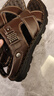 稻草人头层牛皮沙滩凉鞋男士透气套脚拖休闲 棕色 40 实拍图
