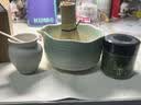 蓬茗茶筅抹茶碗套装宋代点茶器具日式百本立打抹茶茶碗茶拔工具竹刷子 绿花口抹茶碗带嘴5件套+纸盒 实拍图