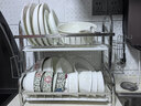 多朋厨房碗盘置物架碗架沥水架304不锈钢台面放碗筷碗碟柜餐具收纳盒 【304不锈钢】双层42全配 实拍图