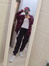BJHG不计后果春季刺绣撞色复古格子衬衫男潮牌新款港风宽松衬衣外套女 红蓝格纹 M 实拍图