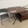 非洲鹰（feizhouying）折叠方圆桌子简易折叠餐桌麻将桌折叠饭桌大圆桌家用折叠桌 棕色1.08米【加粗黑腿】 实拍图