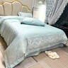 胖东来同款感母婴级A类200支长绒棉四件套花卉刺绣被套全棉轻奢 母婴级A类棉(天水蓝) 床单款 1.5m四件套：被套200x230cm 实拍图
