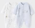 童泰婴儿连体衣秋冬季纯棉保暖新生儿衣服宝宝蝴蝶哈衣爬服蓝色59cm 实拍图