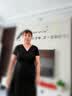 黑色中长款连衣裙小黑裙新款女夏装V领短袖中长显瘦气质A字裙子 黑色 黑色 3XL 【建议126-140斤】 实拍图