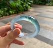 冰种晴水飘花翡翠手镯缅甸玻璃种翡翠处理玉石圆条玉镯子女贵妃镯 53尺寸带礼盒 实拍图
