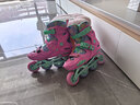 米高轮滑鞋S3儿童花样溜冰鞋套装高端平花四码调节直排初学花式旱冰鞋 S3S粉色鞋 M (33-36) 实拍图