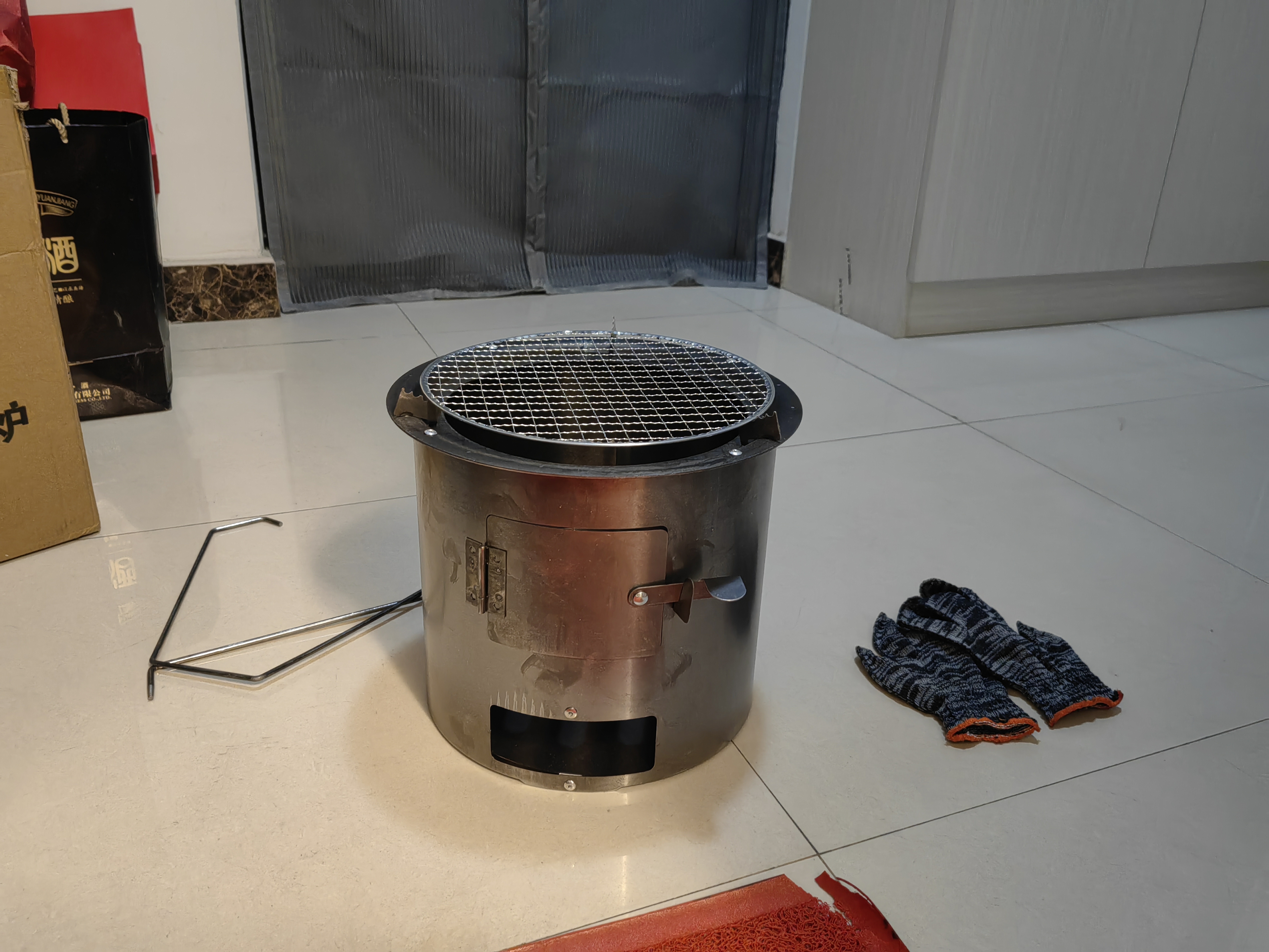大沂河柴火炉户外柴火灶家用特厚露营炊具柴炉便携式柴火炉农村家用 大号便携式烤炉+四件套 实拍图