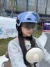 飞鸽斯普瑞克飞鸽新国标A类3C认证电瓶电动车头盔 女男 摩托车全盔半盔四季舒适透气安全帽C06冰晶蓝高清短双镜 实拍图