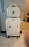 欧遥高颜值子母行李箱次日达小型登机拉杆箱女学生耐用可坐密码旅行箱 白色【折叠杯架+充电口+化妆包】 20英寸 【可上飞机免托运】 实拍图