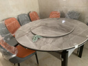 梓屋餐桌家用加厚岩板餐桌椅组合方圆两用餐桌813#1.35米桌+101皮椅*8 实拍图