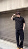 gxgjeans男装 黑色半拉链宽松华夫格休闲立领短袖t恤男26夏新品 黑色 L (175) 实拍图