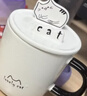 品喻（PINYU）马克杯陶瓷带盖勺茶杯家用咖啡杯高颜值水杯男女情侣杯子猫咪白色 实拍图