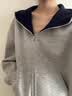GXG男装25年秋季新品双色休闲开襟卫衣男通勤百搭 灰色 185/XXL 实拍图