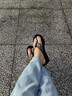 宝人（boree）拖鞋女坡跟夏季新款民族风防滑松糕夹脚人字拖时尚外穿高跟凉拖鞋 高跟黑色8厘米 35 实拍图