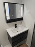 皇生金智能浴室柜陶瓷一体盆洗脸盆柜卫生间卫浴洗漱台简约洗手盆柜组合 轻奢灰+智能镜柜半+陶瓷盆80cm 实拍图