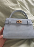 CHARLES&KEITH鳄鱼纹凯莉包手提斜挎婚包包女包生日礼物CK2-50270880-1 Sea Salt Blue海盐蓝（新色） S 实拍图