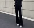 画枕眠（HUAZHENMIAN）黑色柳叶弯刀男士直筒高街修身显瘦长裤高街美式cleanfit微喇裤 黑色 L /建议110-125 实拍图