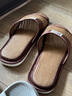回力亚麻拖鞋男夏季竹藤草编镂空厚底透气吸汗防滑家居鞋情侣室内凉拖 深棕色 42-43 偏小一码 实拍图
