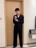 LULU CARTER王鹤棣同款男士真丝睡衣夏秋季薄款大码高端送男友家居服礼盒套装 雅黑色【长袖+长裤】  触感细腻爽滑 无感入眠 L 建议110-140斤 实拍图