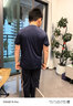鸿星尔克（ERKE）童装男女童圆领短袖儿童夏季运动针织衫T恤蓝黑色150 实拍图