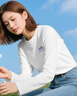 真维斯（Jeanswest）纯棉打底衫长袖t恤女2026年春季新款休闲宽松百搭运动风内搭上衣 实拍图