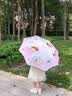 七麦麦全自动三折雨伞学生儿童晴雨伞环扣手柄可挂书包圆角防戳粉色 实拍图