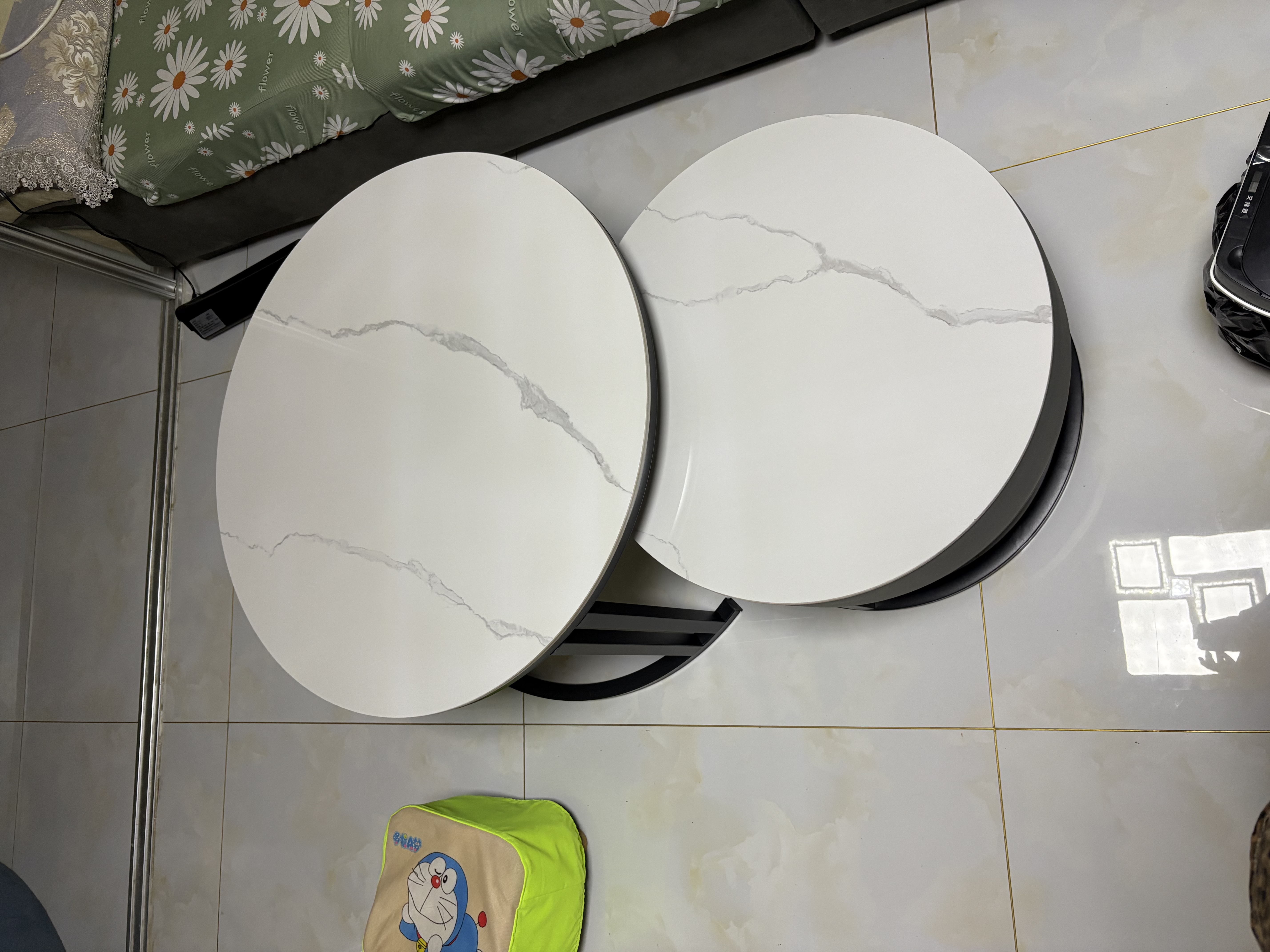 森生林岩板茶几客厅小户型简约家用可移动轻奢圆形玻璃茶桌 200电视柜+80茶几｜雪山白+灰柜 实拍图