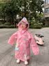 牧萌儿童雨衣男童女童幼儿园小童宝宝全身防水小学生分体斗篷式雨披 樱花粉独角兽【高领按扣+送收纳袋】 S【建议身高80-95cm】 实拍图