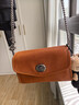 裘真信封包女链条斜挎单肩包休闲复古小包植鞣头层牛皮包包 焦糖色-小号 实拍图