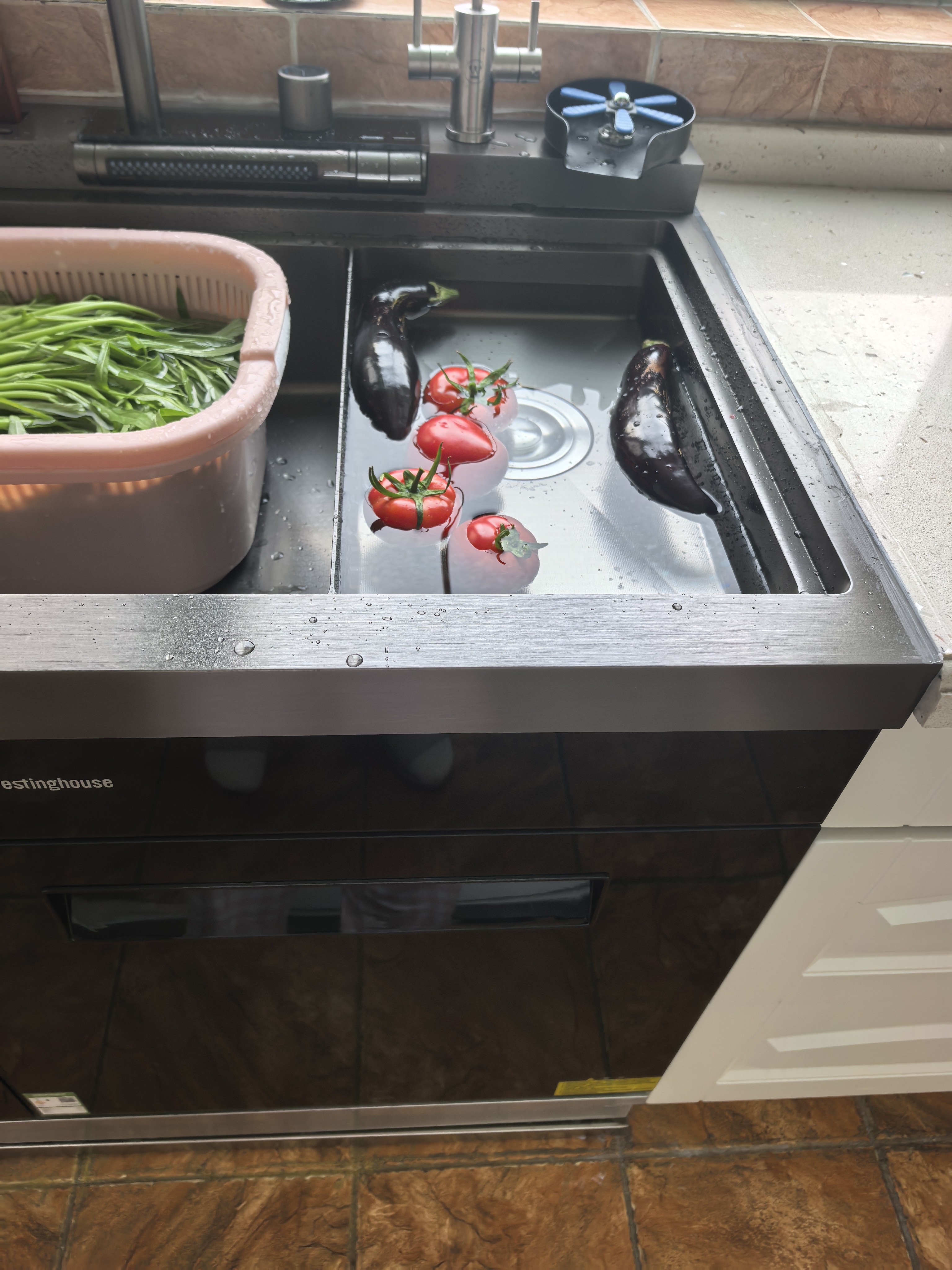 西屋集成水槽洗碗机气爆洗超声波果蔬清洗家用双层嵌入式碗柜14套洗碗机一体机 JCX-E8L 900mm双槽+净水器 可选左右洗碗机 实拍图