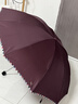 天堂伞 加大雨伞三折 晴雨两用商务伞经典格纹10骨大雨伞男女 暗紫红 实拍图